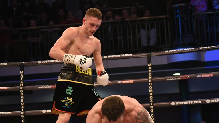 NXTGEN PROMOTION .YORK HALL,BETHNAL GREEN.LONDON.PIC;LAWRENCE LUSTIGX.ELIMINATOR FOR BRITISH FEATHERWEIGHT TITLE.REECE BELLOTTI V DAI DAVIES