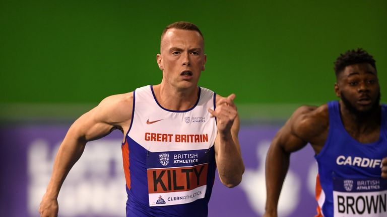 Richard Kilty competes in the men's 60m during the British Athletics Indoor Team Trials 2017