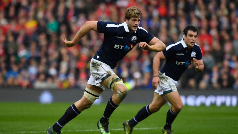 EDINBURGH, SCOTLAND - FEBRUARY 25 2016:  Richie Gray of Scotland in action during the RBS Six Nations match between Scotland and Wales at Murrayfield