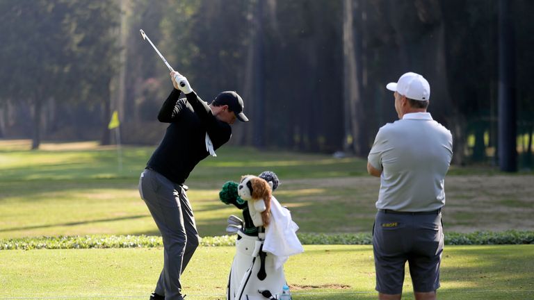 MEXICO CITY, MEXICO - FEBRUARY 28:  Rory McIlroy of Northern Ireland practices on the driving range for the World Golf Championships Mexico Championship at