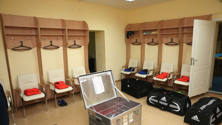 A general view of the away dressing room ahead of Man United's clash with Rostov