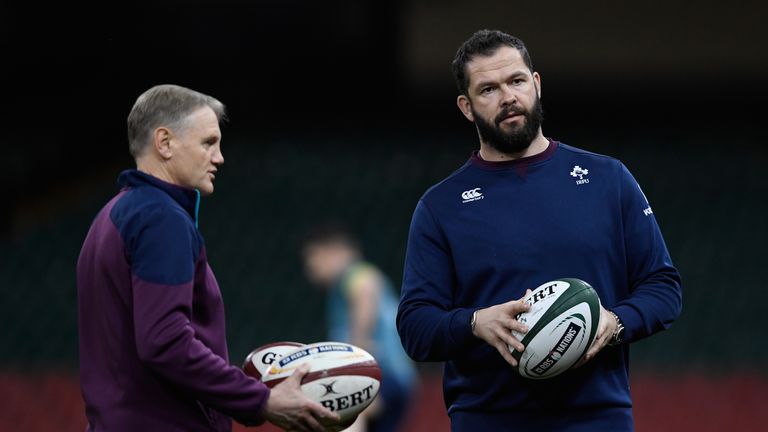 Ireland head coach Joe Schmidt (left) with his defence coach Andy Farrell