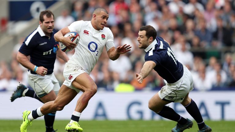 Jonathan Joseph breaks through to score against Scotland