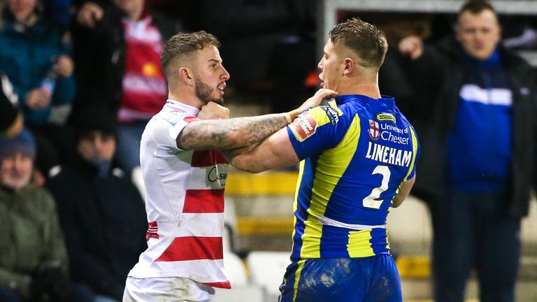 Tom Lineham clashes with Leigh's Ben Crooks