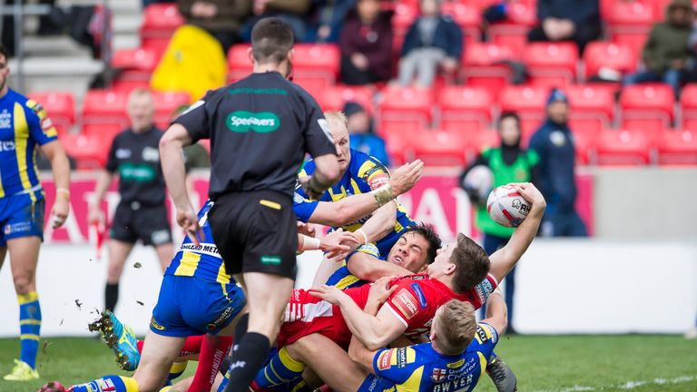 Salford's Kriss Brining crossed for a 42nd minute try