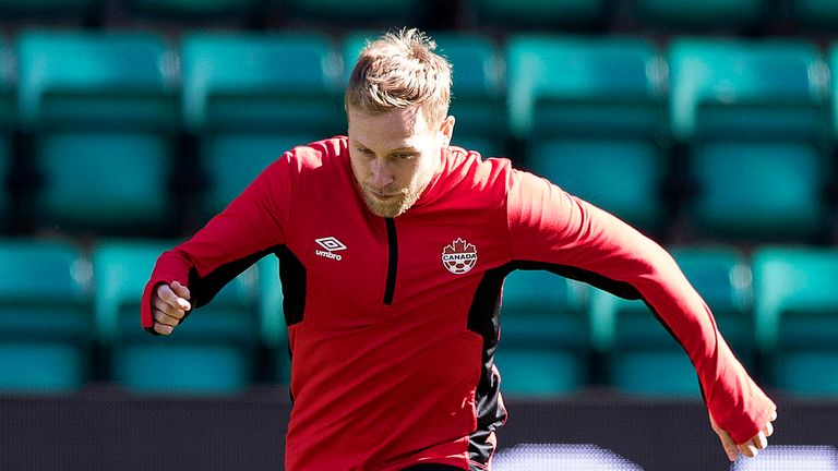 Scott Arfield trains at Easter Road ahead the match in Edinburgh