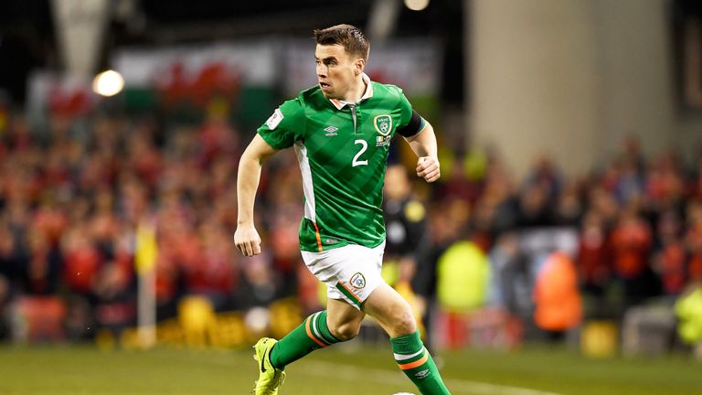 Seamus Coleman in action during the 2018 World Cup qualifier between Republic of Ireland and Wales at Aviva Stadium