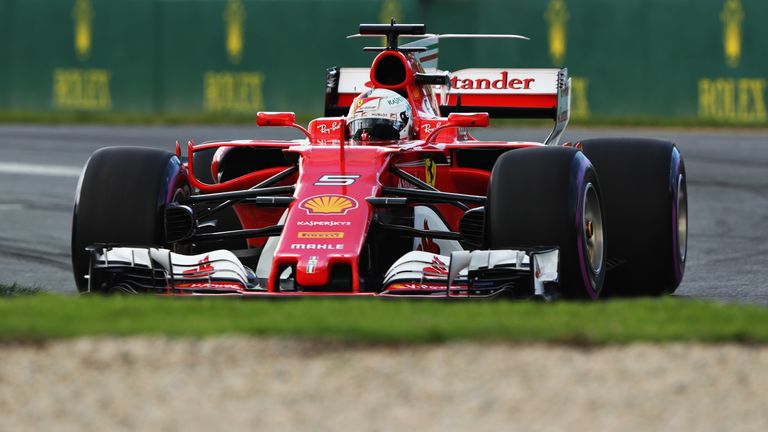 MELBOURNE, AUSTRALIA - MARCH 25: Sebastian Vettel of Germany driving the (5) Scuderia Ferrari SF70H on track during final practice for the Australian Formu