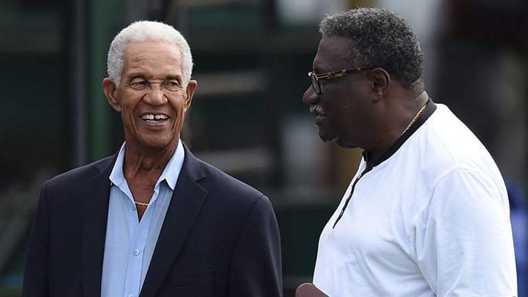 West Indies legend Sir Garfield Sobers and Clive Lloyd