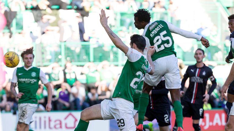 Hibernian's Efe Ambrose scores the opening goal