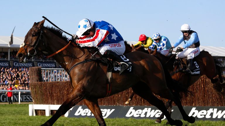 Special Tiara ridden by Noel Fehily clears the last fence before going on to win The Betway Queen Mother Champion Steeple Chase Race run during Ladies Day 