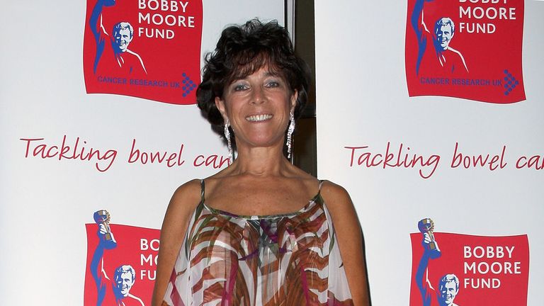 LONDON, ENGLAND - OCTOBER 01:  Stephanie Moore, widow of England footballer Bobby Moore, attends the Bobby Moore Fund Spirit Of '66 Ball at The Hurlingham 