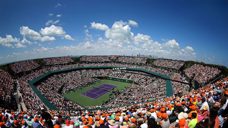 A general view of the Men's Final of the Miami Open presented by Itau between Novak Djokovic and Andy Murray