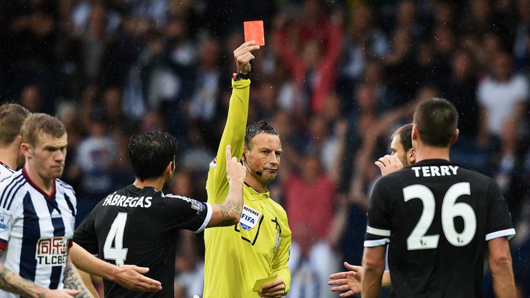 Terry was sent off against West Brom at the Hawthorns last season