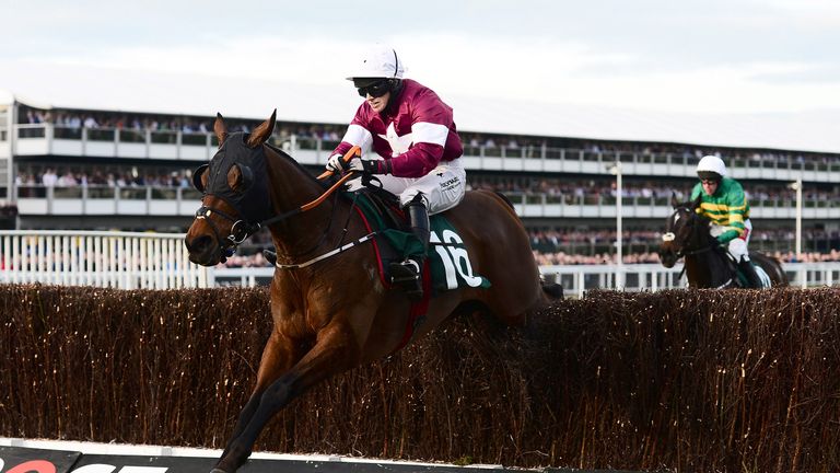 Tiger Roll on his way to a second Cheltenham Festival victory