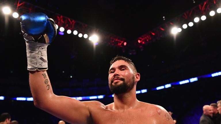 LONDON, ENGLAND - MARCH 04:  Tony Bellew celebrates an 11th round TKO victory over David Haye after their Heavyweight contest at The O2 Arena on March 4, 2