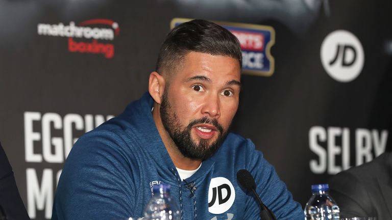 Tony Bellew during the press conference at The O2 prior to his heavyweight fight with David Haye