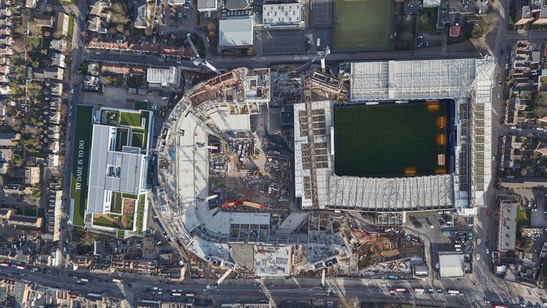 Aerial view of construction work on Tottenham Hotspur's new stadium - pic credit Tottenham Hotspur FC