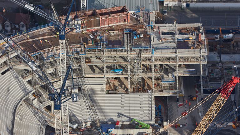 Work continues on the new stands at Tottenham Hotspur's new stadium - pic credit Tottenham Hotspur FC