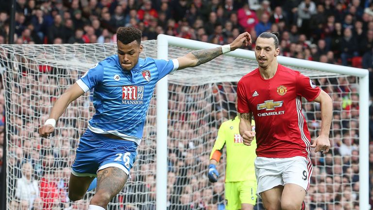 Tyrone Mings in action during the Premier League match between Manchester United and AFC Bournemouth at Old Trafford
