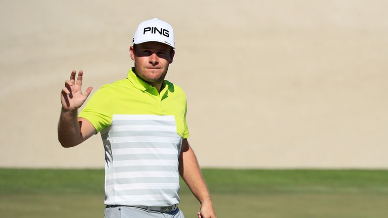 ORLANDO, FL - MARCH 18:  Tyrrell Hatton of England reacts on the 18th green during the third round of the Arnold Palmer Invitational Presented By MasterCar