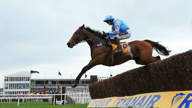 Un De Sceaux ridden by Ruby Walsh on the way to winning the Ryanair Chase during St Patrick's Thursday of the 2017 Cheltenham Festival at Cheltenham Raceco