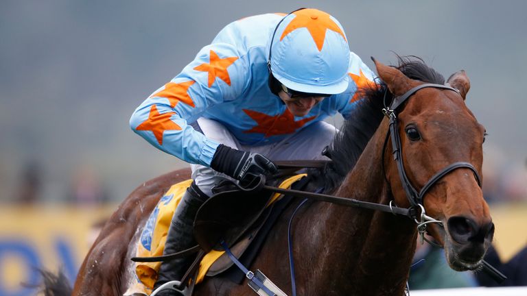 CHELTENHAM, ENGLAND - MARCH 16:  Ruby Walsh riding Un De Sceaux clear the last to win The Ryanair Steeple Chase during St Patrickâs Thursday on day three 