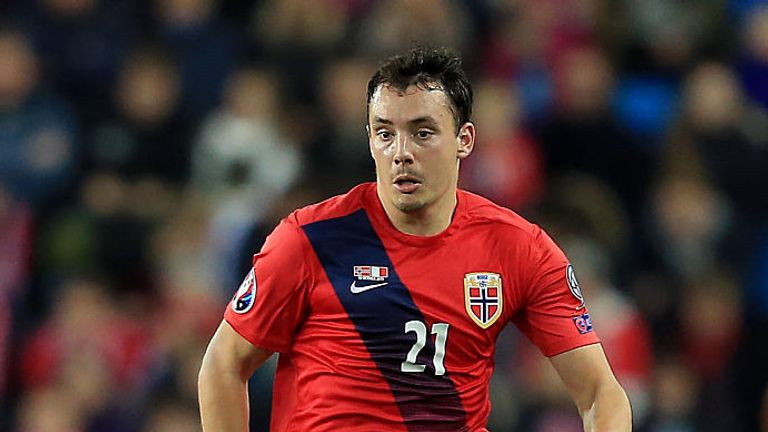 Vegard Forren in action for Norway during a Euro  2016 qualifier