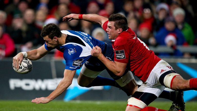 Guinness PRO12, Thomond Park, Limerick 26/12/2016.Munster vs Leinster.Leinster's Zane Kirchner scores a try.Mandatory Credit ..INPHO/Tommy Dickson
