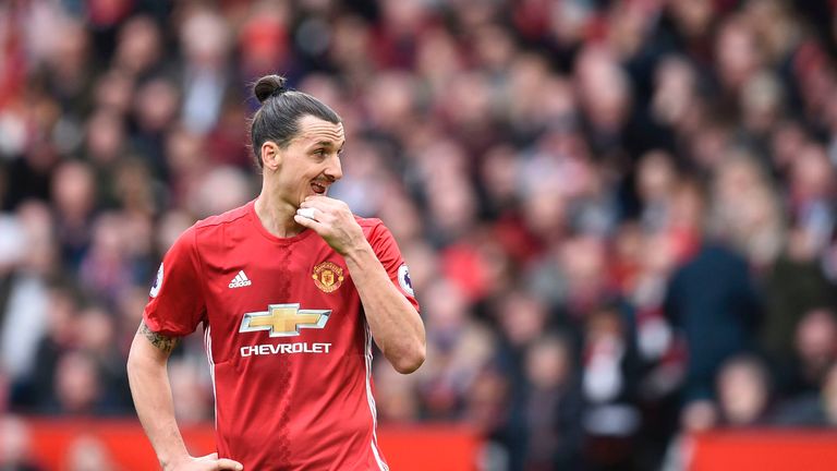 Manchester United's Swedish striker Zlatan Ibrahimovic gestures during the English Premier League football match between Manchester United and Bournemouth 