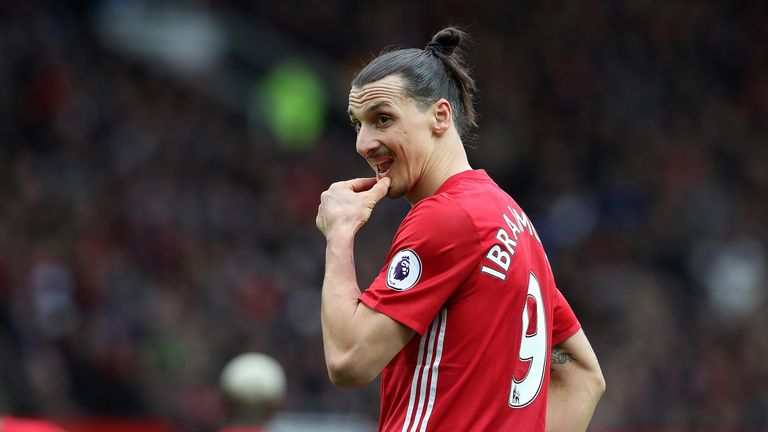 Zlatan Ibrahimovic takes a moment to reflect during the Premier League match against Bournemouth