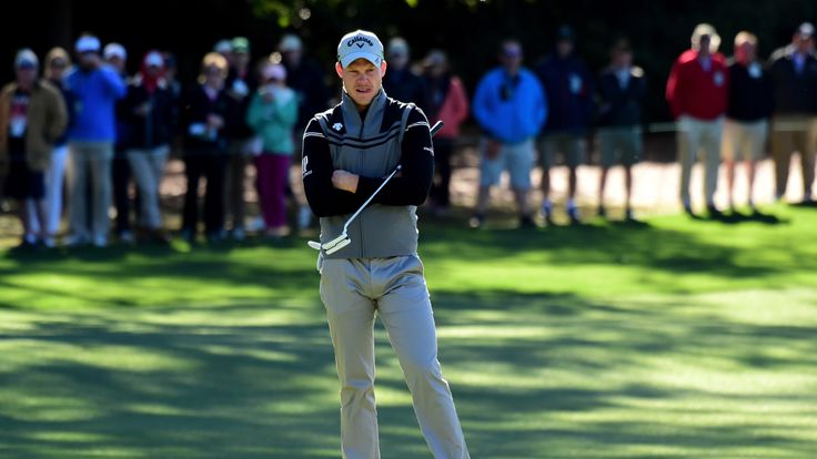 Danny Willett stands near the first hole during round two of the 2017 Masters Tournament