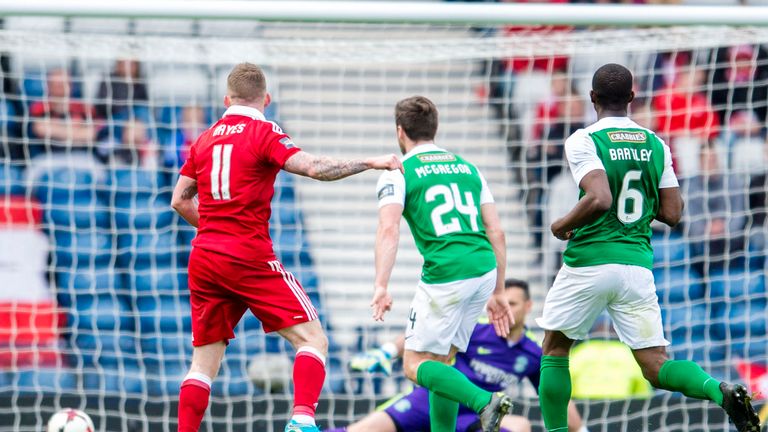 Jonny Hayes's deflected goal sends Aberdeen through to the final of the Scottish Cup