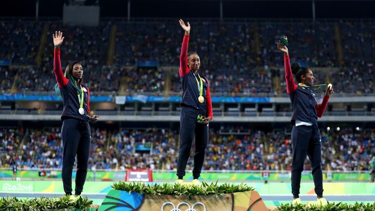Brianna Rollins celebrates her victory in Rio