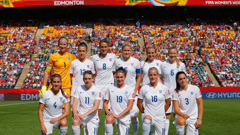 The England women's team which lost to Japan in the semi-finals of the 2015 World Cup finals in Canada