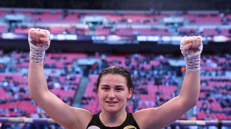 JOSHUA-KLITSCHKO PROMOTION.WEMBLEY STADIUM, .WEMBLEY,MIDDX.PIC;LAWRENCE LUSTIG.WBA Inter-Continental Lightweight Championship..Katie Taylor vs Nina Meinke.