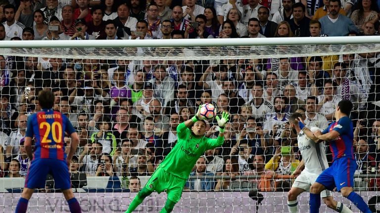 Real Madrid's Keylor Navas had a busy evening in goal