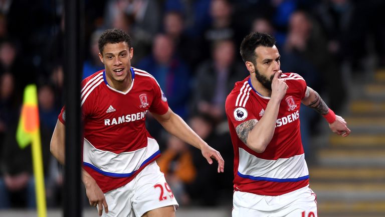 Alvaro Negredo (R) gave Middlesbrough a surprise lead