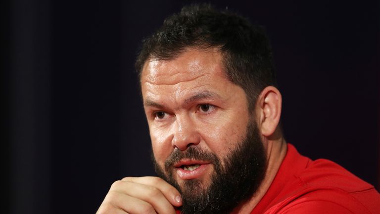 Assistant Coach Andy Farrell speaks to the media during the British and Irish Lions squad announcement