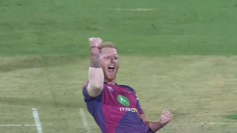 Ben Stokes celebrates one of his three wickets