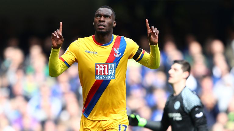  Christian Benteke of Crystal Palace celebrates scoring his sides second goal against Chelsea