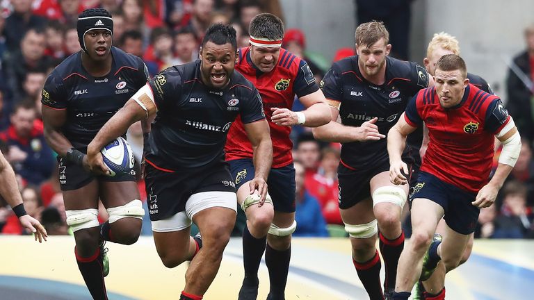 Billy Vunipola breaks during the European Rugby Champions Cup semi-final against Munster