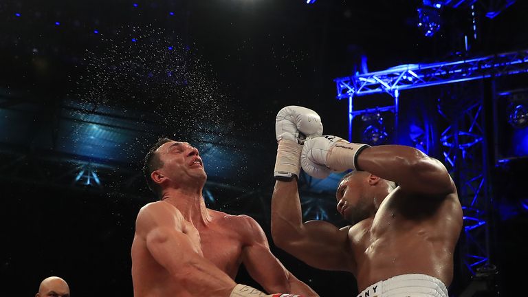 Anthony Joshua connects with a huge uppercut against Wladimir Klitschko