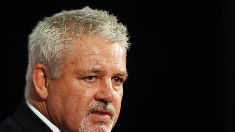 Warren Gatland speaks to the media during the British and Irish Lions squad announcement