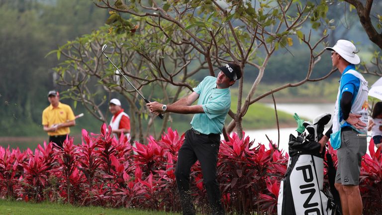 SHENZHEN, CHINA - APRIL 20:  Bubba Watson of the United States plays a shot during the first round of the Shenzhen International at Genzon Golf Club on Apr