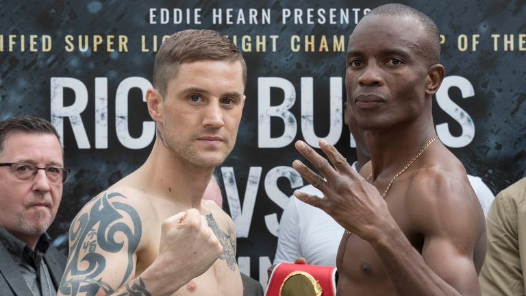 Ricky Burns and Julius Indongo Weigh In .Ricky Burns will be fighting Julius Indongo on Saturday in Glasgow for the WBA IBF and IBO Super-Lightweig