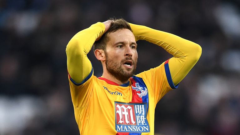 LONDON, ENGLAND - JANUARY 14:  Yohan Cabaye of Crystal Palace reacts during the Premier League match between West Ham United and Crystal Palace at London S