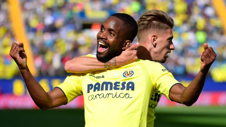 Cedric Bakambu celebrates his goal for Villarreal against Leganes