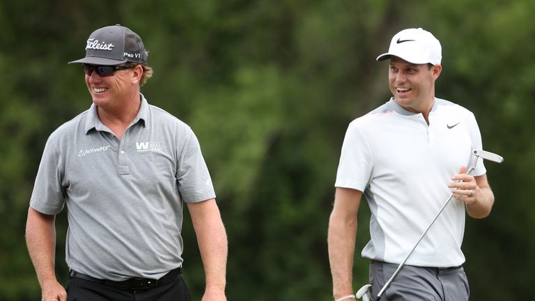 AVONDALE, LA - APRIL 29: Charley Hoffman and Nick Watney walk along the fairway during the third round of the Zurich Classic at TPC Louisiana on April 29, 