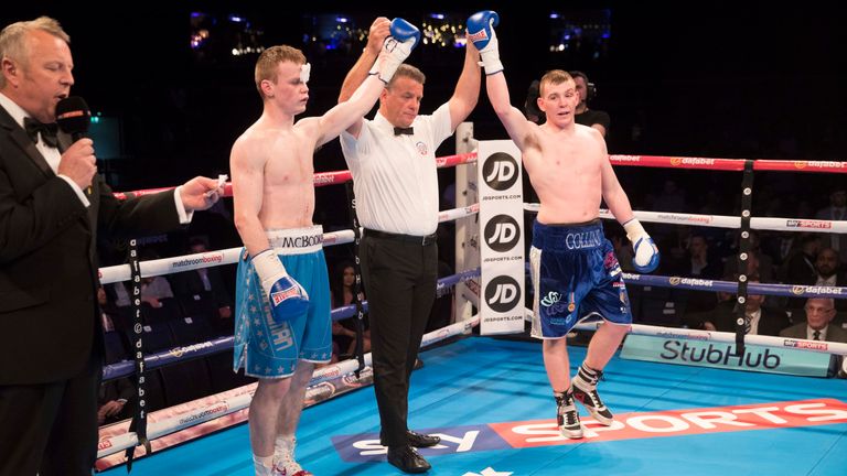 Matchroom Boxing 15 April 2017 Glasgow Hydro.Charlie Flynn v Ryan Collins .fight stopped due to flynn cut .contest was a draw